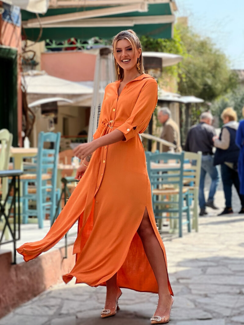 φορεμα σεμιζιε πορτοκαλι