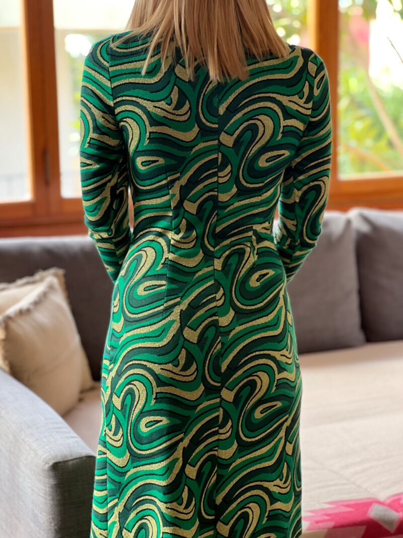 φορεμα πρασινο μπλεκτο με χρυσο με ανοιγμα